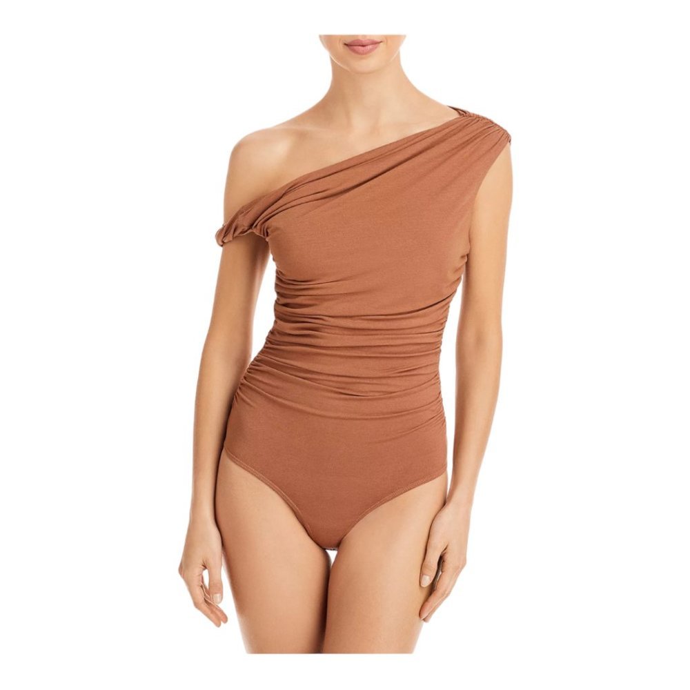 Nwt Agolde Hilma Twist Sleeve Bodysuit / beige